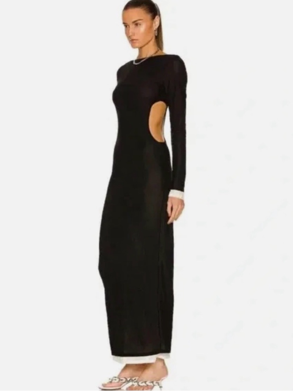 MESH Simon Miller Black Long-Sleeve Cutout Maxi Dress